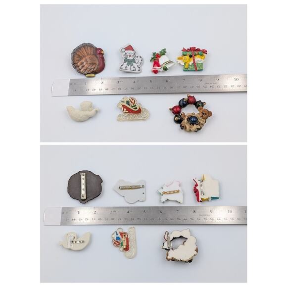 VTG Christmas Brooch Lot Snowbabies Boyd Bears Teddy Cat Snowman Santa Ornament - Picture 14 of 16